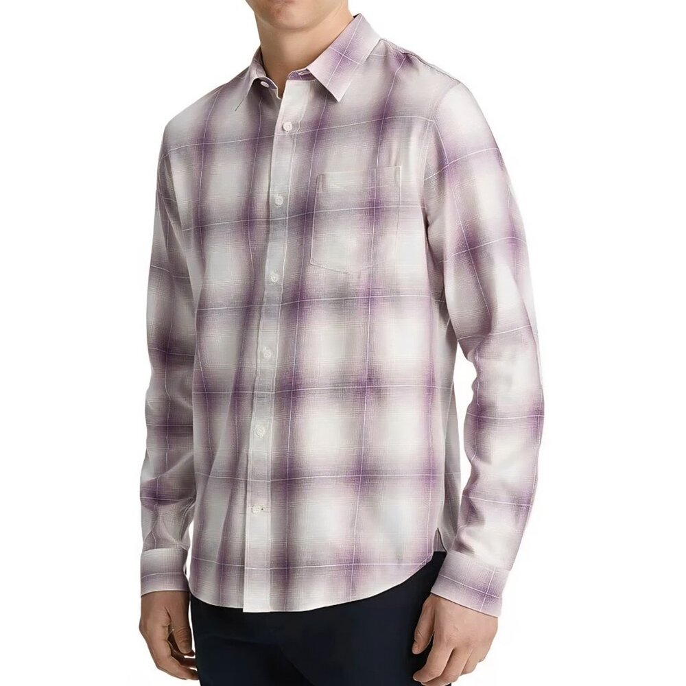 NEW VINCE - M Men's‎ Mirage Plaid Classic Fit Long Sleeves Shirt